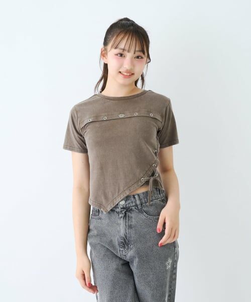 Lovetoxic / ラブトキシック Tシャツ | 【LTXC/綿100%】サマ見えサイドレースアップピグメント半袖T | 詳細6