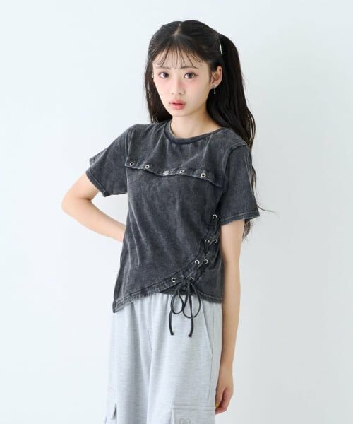Lovetoxic / ラブトキシック Tシャツ | 【LTXC/綿100%】サマ見えサイドレースアップピグメント半袖T | 詳細8