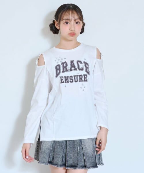 Lovetoxic / ラブトキシック Tシャツ | 【LTXC/綿100%】肩スリットベルト長袖T(オフ ホワイト)