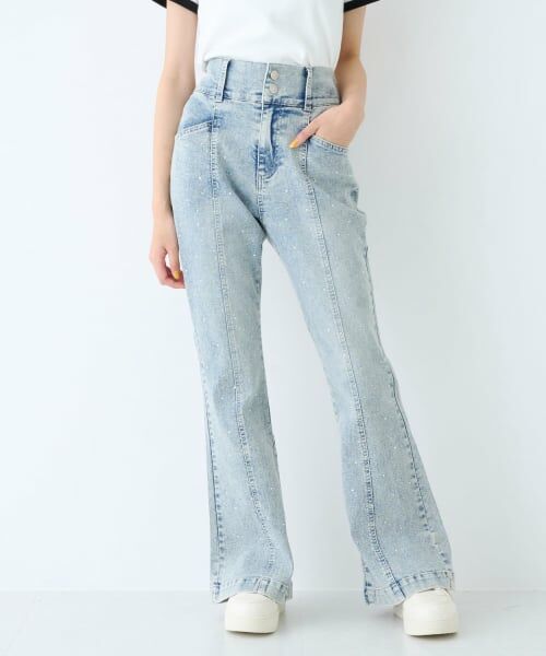 Lovetoxic / ラブトキシック その他パンツ | 【ストレッチ】キラキラフレアデニムパンツ(ブルー)