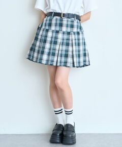 Lovetoxic / ラブトキシック ショート・ハーフ・半端丈パンツ | 【イージーケア】ベルトつきチェックプリーツスカート