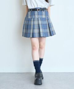 Lovetoxic / ラブトキシック ショート・ハーフ・半端丈パンツ | 【イージーケア】ベルトつきチェックプリーツスカート