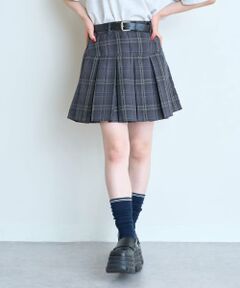 Lovetoxic / ラブトキシック ショート・ハーフ・半端丈パンツ | 【イージーケア】ベルトつきチェックプリーツスカート