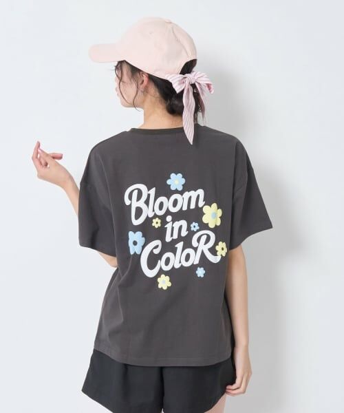 Lovetoxic / ラブトキシック Tシャツ | 【秒かわトップス】【GOODPRICE】【綿100%】発泡フラワーロゴ半袖T(チャコール)
