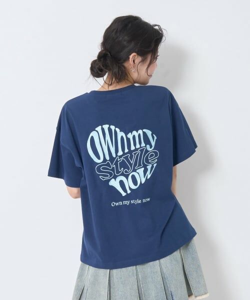 Lovetoxic / ラブトキシック Tシャツ | 【秒かわトップス】【GOODPRICE】【綿100%】バックハートロゴ刺しゅう半袖T(紺)