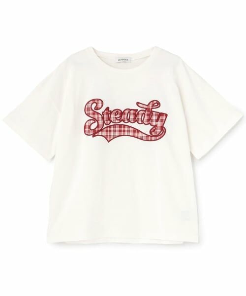 Lovetoxic / ラブトキシック Tシャツ | 【綿100%】チアロゴワッペンルーズ半袖T(オフ ホワイト)