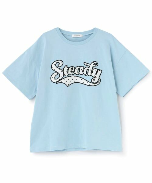 Lovetoxic / ラブトキシック Tシャツ | 【綿100%】チアロゴワッペンルーズ半袖T(サックス)