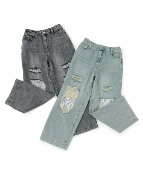 Lovetoxic / ラブトキシック その他パンツ | 【LTXC】レースダメージデニムワイドパンツ | 詳細10