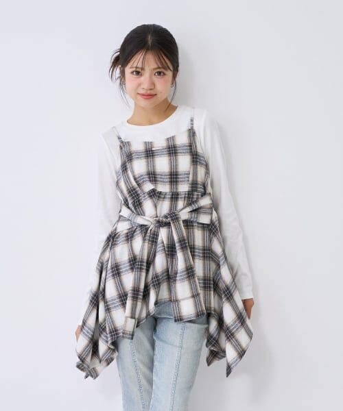 Lovetoxic / ラブトキシック その他トップス | 【LTXC】吸水速乾インナーつきチェックキャミチュニック▼ | 詳細1