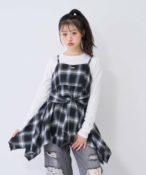 Lovetoxic / ラブトキシック その他トップス | 【LTXC】吸水速乾インナーつきチェックキャミチュニック▼ | 詳細6
