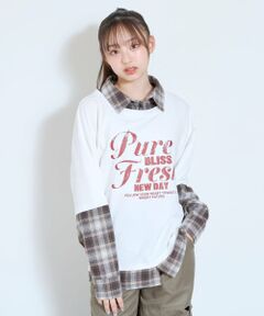 Lovetoxic / ラブトキシック ミニ丈・ひざ丈ワンピース | 【LTXC】フェイクレイヤードチェックシャツチュニックワンピ