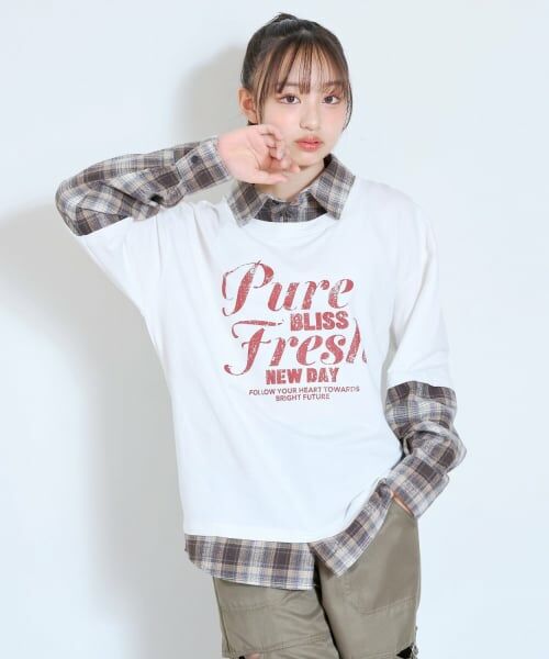 Lovetoxic / ラブトキシック ミニ丈・ひざ丈ワンピース | 【LTXC】フェイクレイヤードチェックシャツチュニックワンピ | 詳細1
