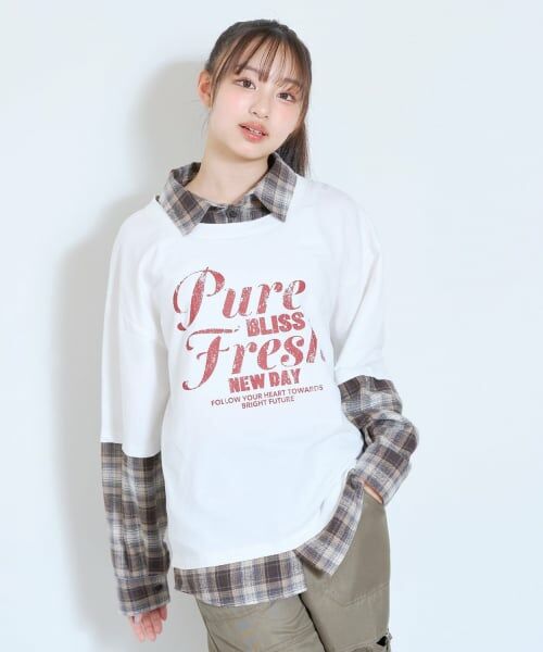 Lovetoxic / ラブトキシック ミニ丈・ひざ丈ワンピース | 【LTXC】フェイクレイヤードチェックシャツチュニックワンピ | 詳細2