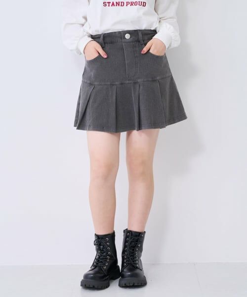 Lovetoxic / ラブトキシック ショート・ハーフ・半端丈パンツ | 【みんなの声/ストレッチ】デニムライクカットプリーツスカート | 詳細4