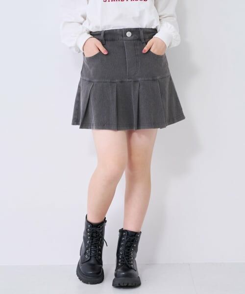 Lovetoxic / ラブトキシック ショート・ハーフ・半端丈パンツ | 【みんなの声/ストレッチ】デニムライクカットプリーツスカート | 詳細5