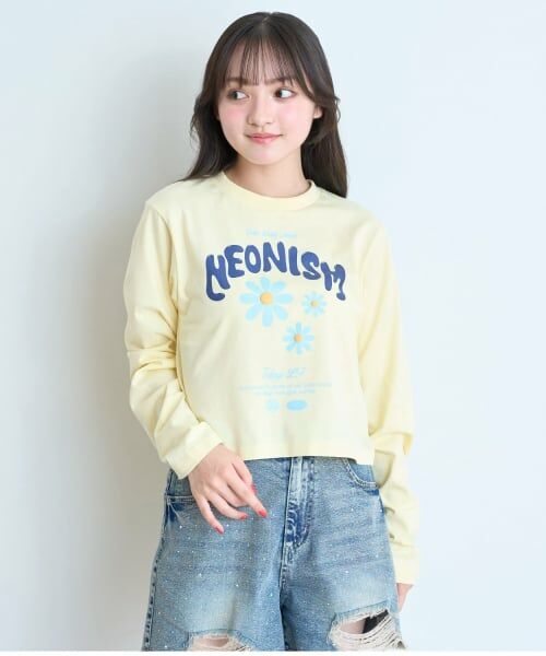 Lovetoxic / ラブトキシック Tシャツ | 【7days/綿100%/GOODPRICE】フラワーロゴ長袖Tシャツ(黄)