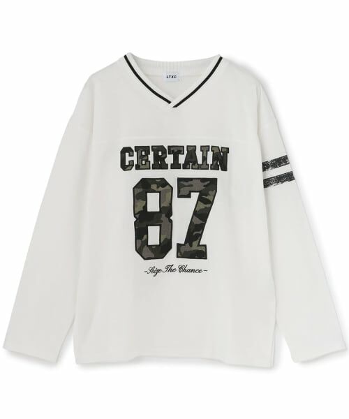 Lovetoxic / ラブトキシック Tシャツ | 【LTXC/綿100%】ナンバーアップリケ長袖T■（オフ ホワイト）