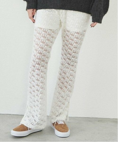 LUKU nari / ルクナーリ その他パンツ | レースフレアパンツ（アイボリー）
