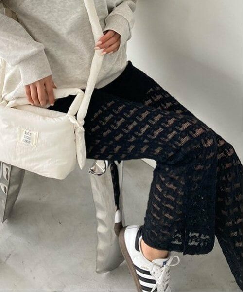 LUKU nari / ルクナーリ その他パンツ | レースフレアパンツ（黒）