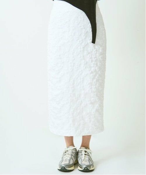 LUKU nari / ルクナーリ ミニ・ひざ丈スカート | 花ジャガードタイトスカート | 詳細3