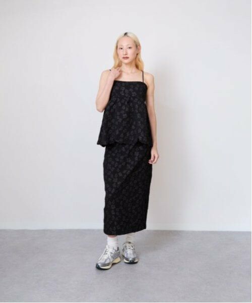 LUKU nari / ルクナーリ ミニ・ひざ丈スカート | 花ジャガードタイトスカート | 詳細6