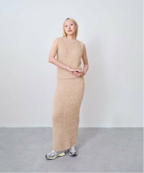 LUKU nari / ルクナーリ ミニ・ひざ丈スカート | フリンジニットスカート | 詳細3