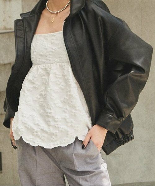 LUKU nari / ルクナーリ その他トップス | 花ジャガードチュニック（オフ ホワイト）