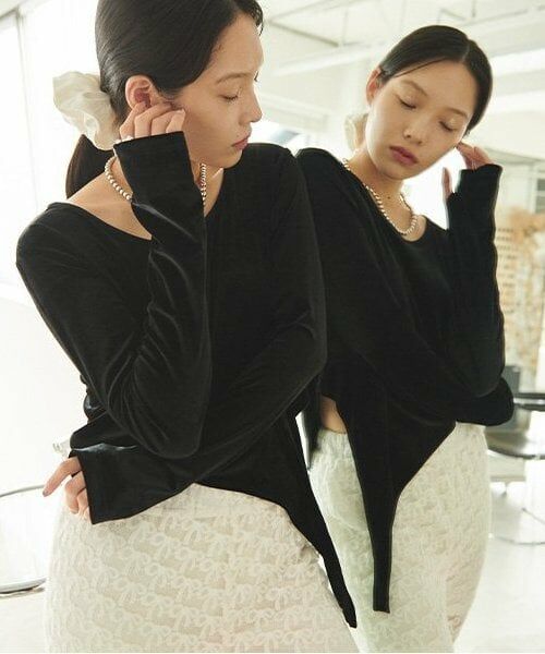 LUKU nari / ルクナーリ Tシャツ | ベロアスパンコールプルオーバー | 詳細7