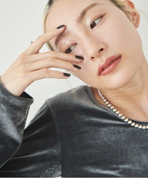 LUKU nari / ルクナーリ Tシャツ | ベロアスパンコールプルオーバー（ブルー グレー）