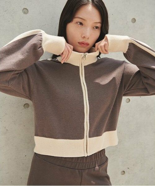 LUKU nari / ルクナーリ ニット・セーター | スタンドラインZIPニット（グレー）