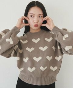 LUKU nari / ルクナーリ ニット・セーター | ハート柄ニットプルオーバー
