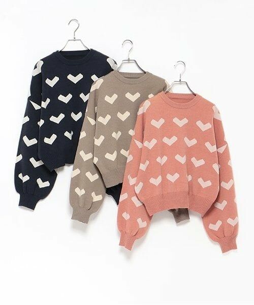 LUKU nari / ルクナーリ ニット・セーター | ハート柄ニットプルオーバー | 詳細7