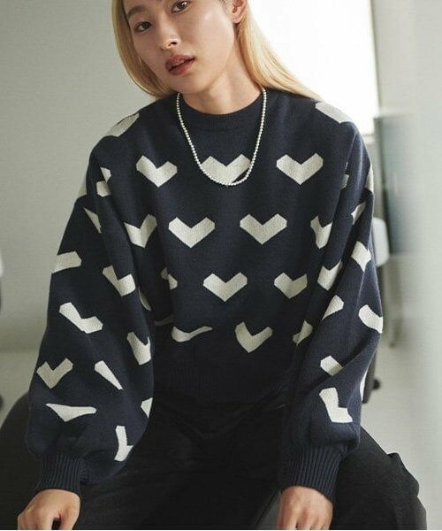 LUKU nari / ルクナーリ ニット・セーター | ハート柄ニットプルオーバー | 詳細14