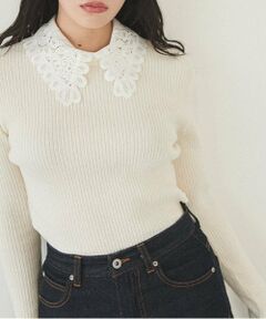 LUKU nari / ルクナーリ ニット・セーター | エリ刺繍ニットプルオーバー