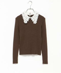 LUKU nari / ルクナーリ ニット・セーター | エリ刺繍ニットプルオーバー