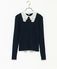 LUKU nari / ルクナーリ ニット・セーター | エリ刺繍ニットプルオーバー
