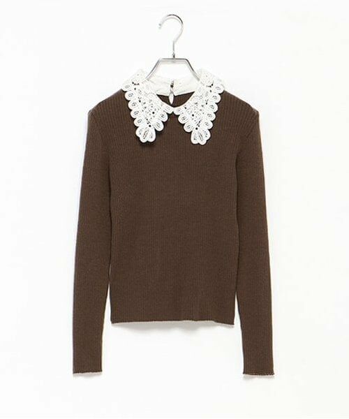 LUKU nari / ルクナーリ ニット・セーター | エリ刺繍ニットプルオーバー | 詳細10