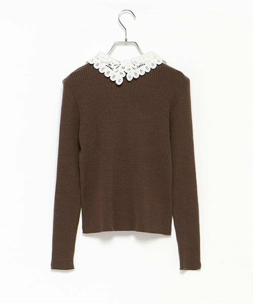 LUKU nari / ルクナーリ ニット・セーター | エリ刺繍ニットプルオーバー | 詳細11