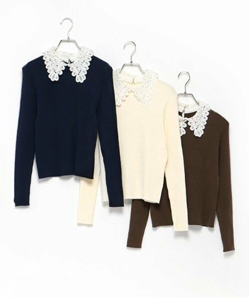 LUKU nari / ルクナーリ ニット・セーター | エリ刺繍ニットプルオーバー | 詳細9