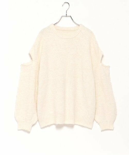 LUKU nari / ルクナーリ ニット・セーター | MIX編みニットプルオーバー（アイボリー）