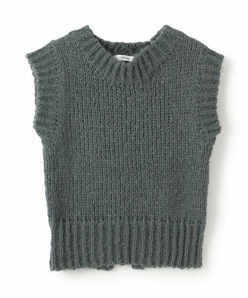 LUKU nari / ルクナーリ ニット・セーター | ショートニットベスト（チャコール）