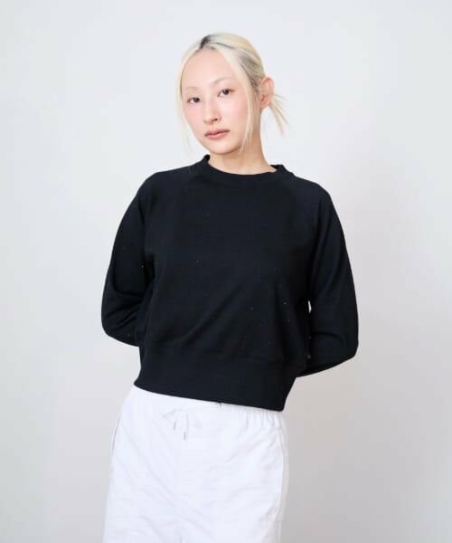 LUKU nari / ルクナーリ スウェット | ラインストーン裏毛プルオーバー（黒）