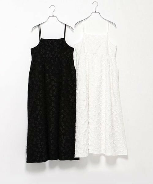LUKU nari / ルクナーリ ミニ丈・ひざ丈ワンピース | 花ジャガードキャミワンピース | 詳細10