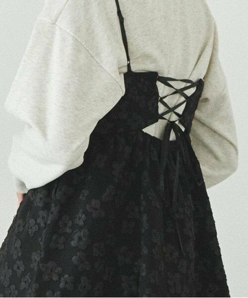 LUKU nari / ルクナーリ ミニ丈・ひざ丈ワンピース | 花ジャガードキャミワンピース | 詳細7