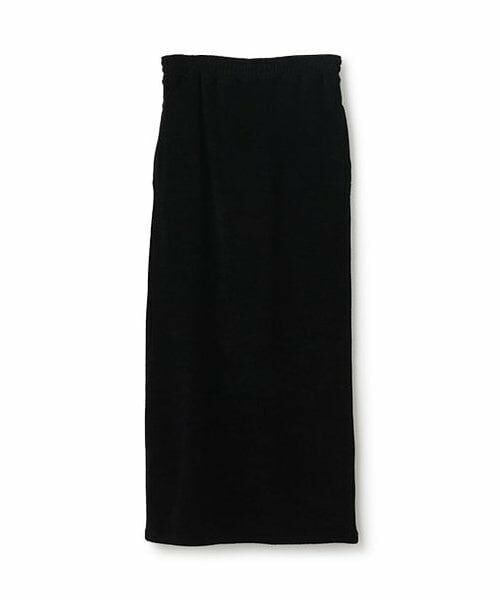 LUKU nari / ルクナーリ ミニ・ひざ丈スカート | パイルロングスカート（黒）