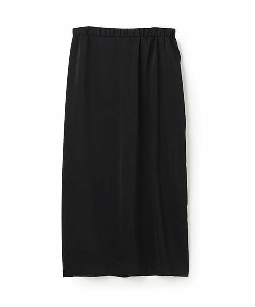 LUKU nari / ルクナーリ ミニ・ひざ丈スカート | サテンタイトスカート（黒）