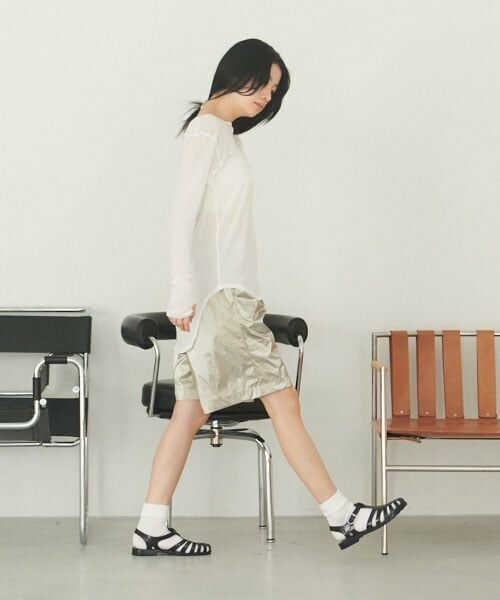 LUKU nari / ルクナーリ ショート・ハーフ・半端丈パンツ | メタリックハーフパンツ | 詳細2