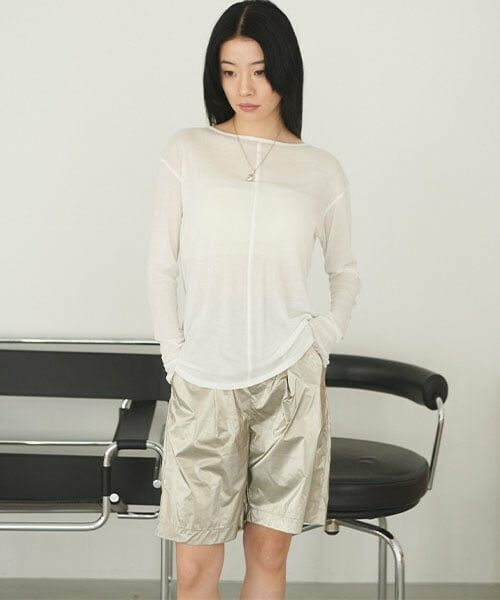 LUKU nari / ルクナーリ ショート・ハーフ・半端丈パンツ | メタリックハーフパンツ（ゴールド）