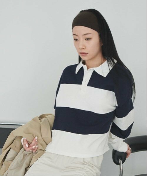 LUKU nari / ルクナーリ その他トップス | スウェットポロシャツ（紺）
