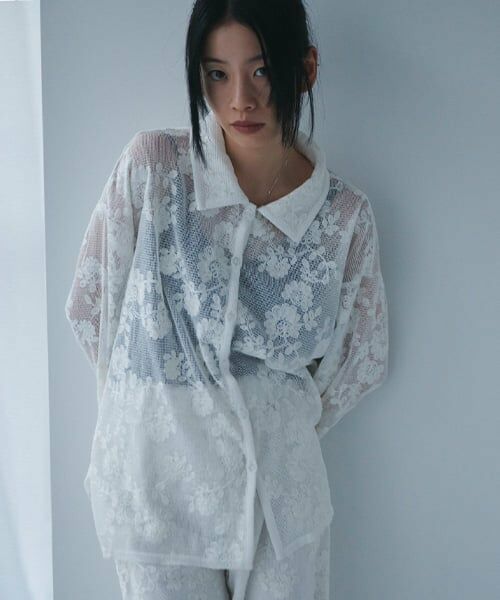 LUKU nari / ルクナーリ シャツ・ブラウス | レースシャツジャケット（オフ ホワイト）